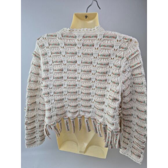 Alice + Olivia Women's Soft White Multi Tawna Ribbon Cardigan Size XS - Picture 4 of 6